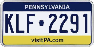 PA license plate KLF2291