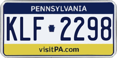 PA license plate KLF2298
