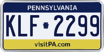 PA license plate KLF2299