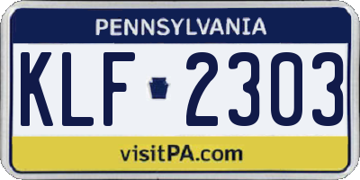 PA license plate KLF2303