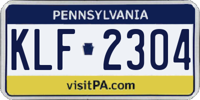 PA license plate KLF2304