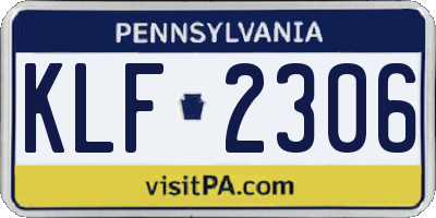 PA license plate KLF2306