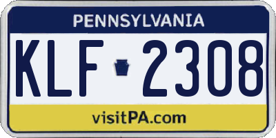 PA license plate KLF2308
