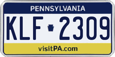 PA license plate KLF2309