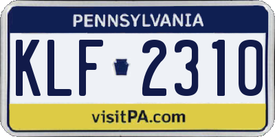 PA license plate KLF2310