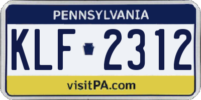 PA license plate KLF2312