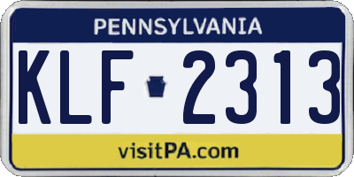 PA license plate KLF2313