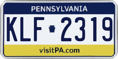 PA license plate KLF2319