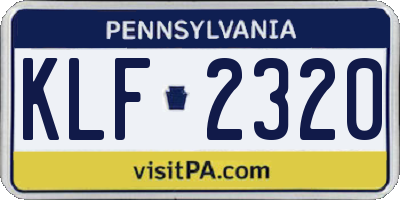 PA license plate KLF2320