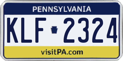 PA license plate KLF2324