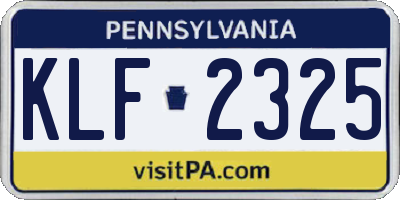 PA license plate KLF2325