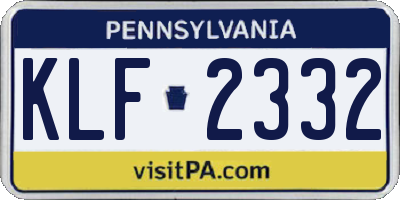 PA license plate KLF2332