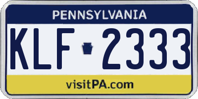 PA license plate KLF2333