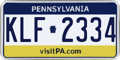 PA license plate KLF2334