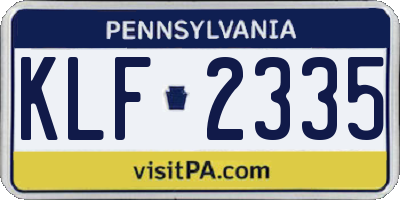 PA license plate KLF2335