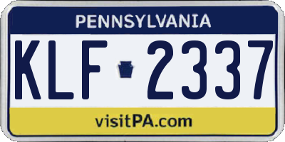 PA license plate KLF2337