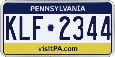 PA license plate KLF2344