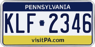 PA license plate KLF2346