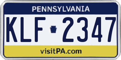 PA license plate KLF2347