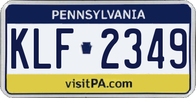 PA license plate KLF2349