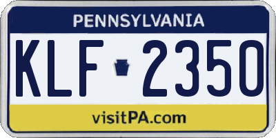 PA license plate KLF2350