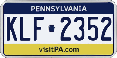 PA license plate KLF2352