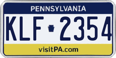 PA license plate KLF2354
