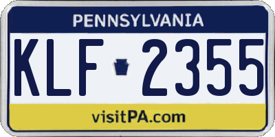 PA license plate KLF2355