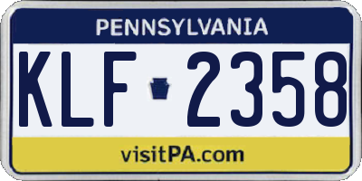 PA license plate KLF2358