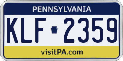 PA license plate KLF2359