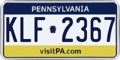 PA license plate KLF2367
