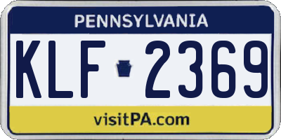 PA license plate KLF2369