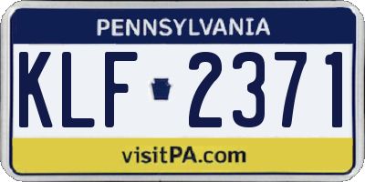 PA license plate KLF2371