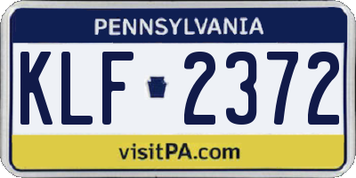 PA license plate KLF2372
