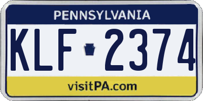 PA license plate KLF2374
