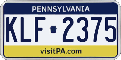 PA license plate KLF2375