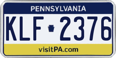 PA license plate KLF2376