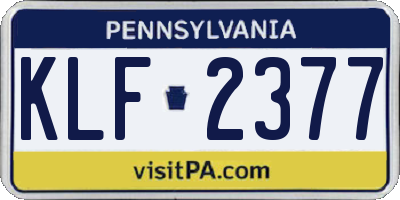 PA license plate KLF2377