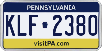 PA license plate KLF2380