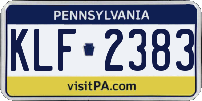 PA license plate KLF2383
