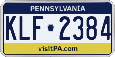 PA license plate KLF2384
