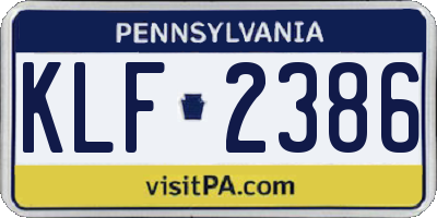 PA license plate KLF2386