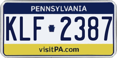 PA license plate KLF2387