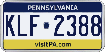 PA license plate KLF2388
