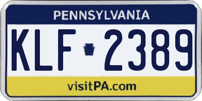 PA license plate KLF2389