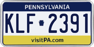 PA license plate KLF2391