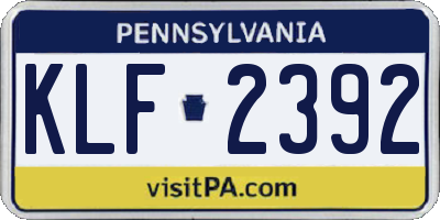 PA license plate KLF2392
