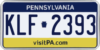 PA license plate KLF2393