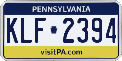 PA license plate KLF2394