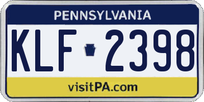 PA license plate KLF2398
